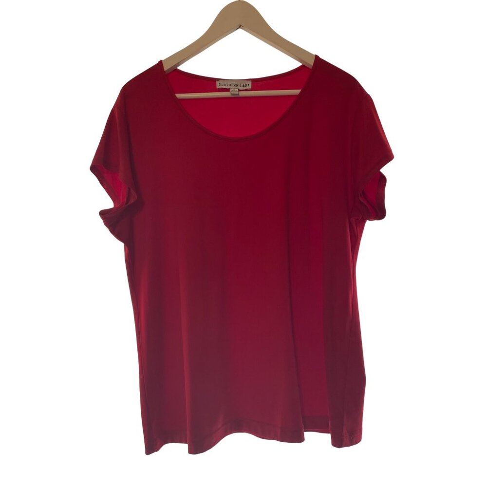 Southern Lady Size Large Womens Red Short Sleeve Shirt #B-5-24-0